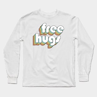 Free Hugs - Retro Rainbow Typography Faded Style Long Sleeve T-Shirt
